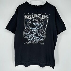 Vintage Oakland Raiders Nation Skull Graphic Shirt Black Raisin Hell NFL XL